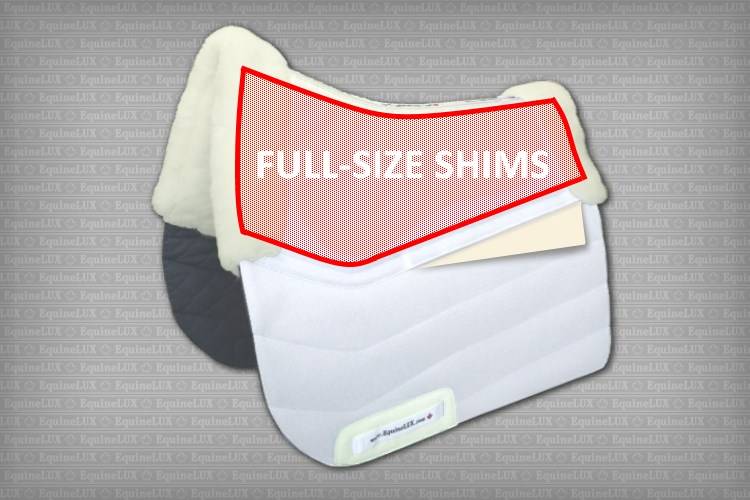 Shimmable saddle pads with inserts for dressage