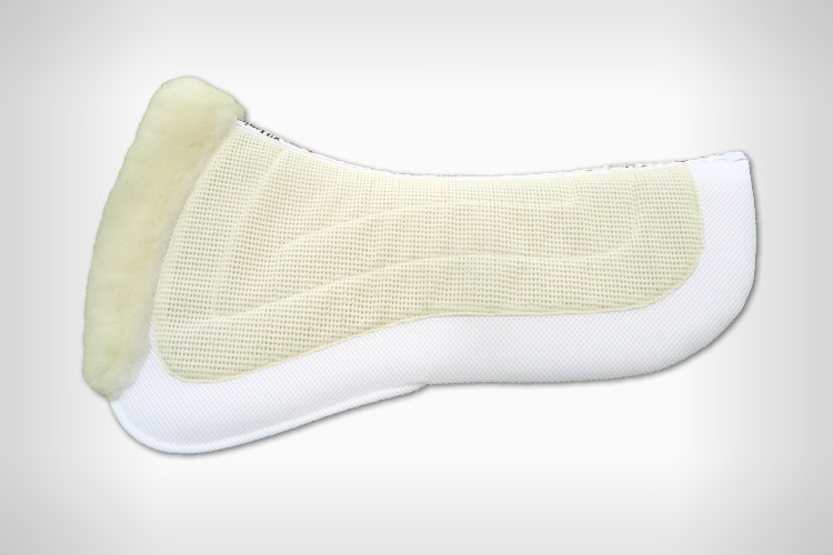 Non-slip Dressage half pad with synthetic fleece pommel roll and pockets for shims