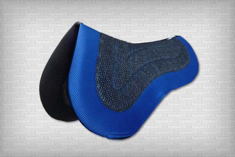Non-slip reversible Eventing half pad with pockets for shims (blue/black)