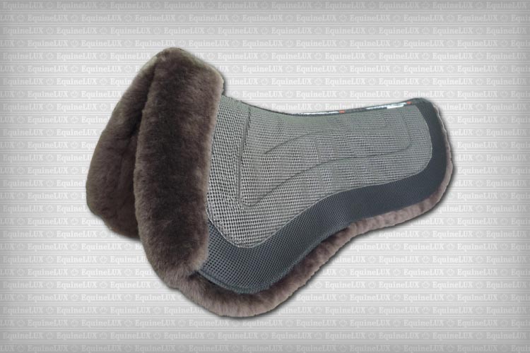 Eventing SHEEPSKIN half pad with sheepskin pommel roll and pockets for shims (brown/black)