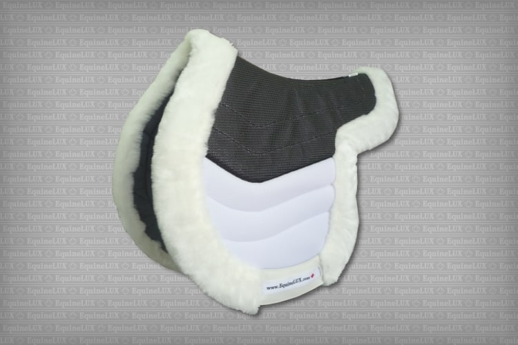Hunter saddle pad with cotton lining and fleece roll and HR foam inserts (white)